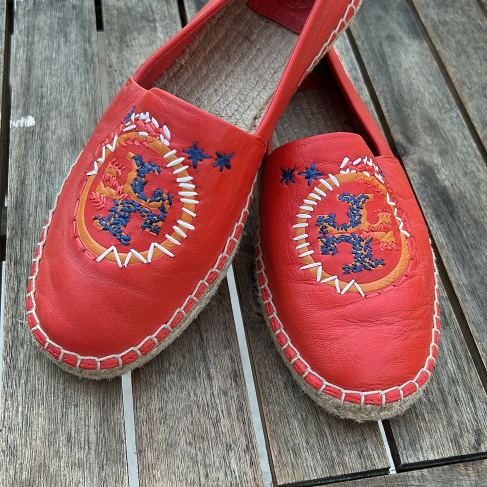Tory Burch Leather Espadrille Flats